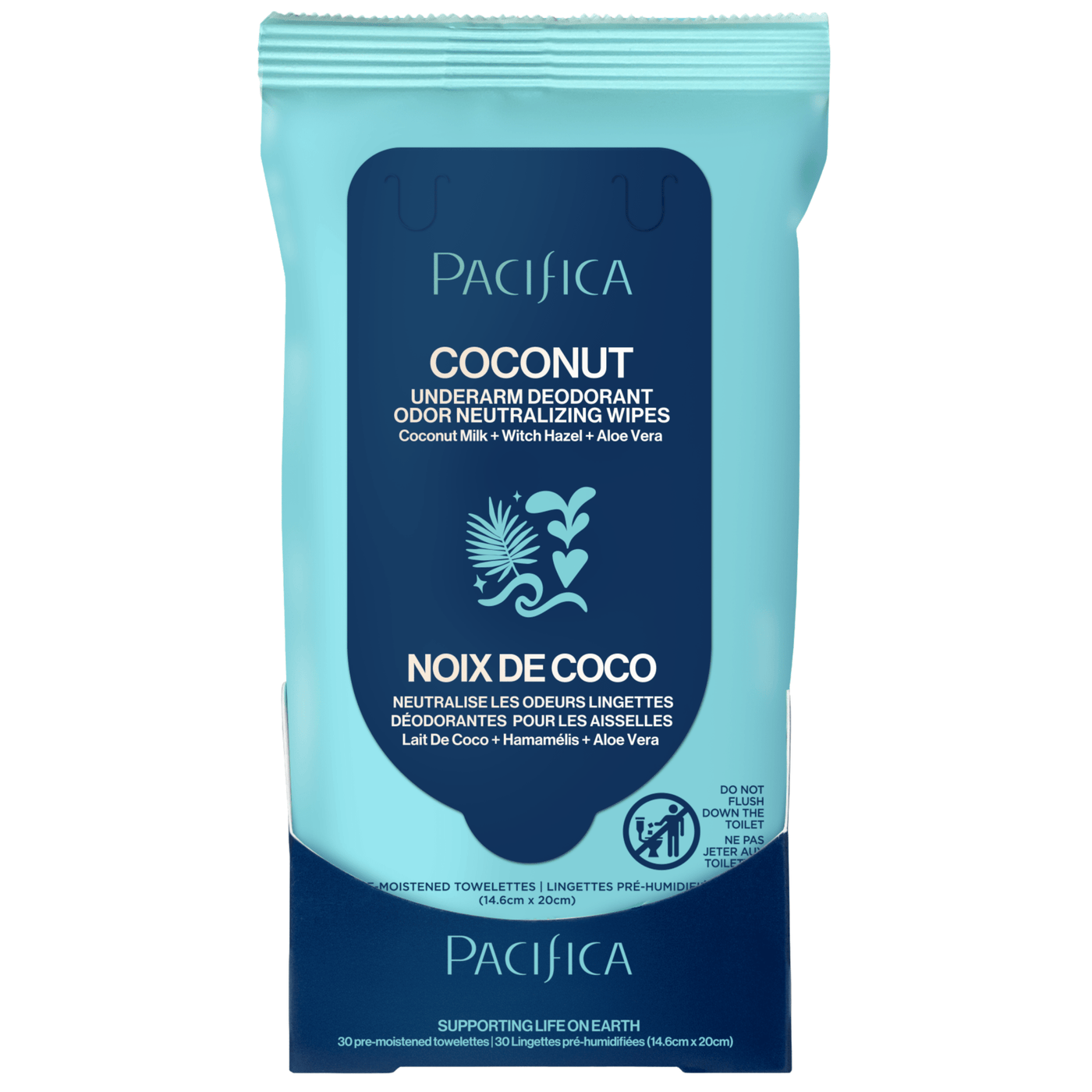 Coconut Milk & Essential Oils Underarm Deodorant Wipes - Pacifica