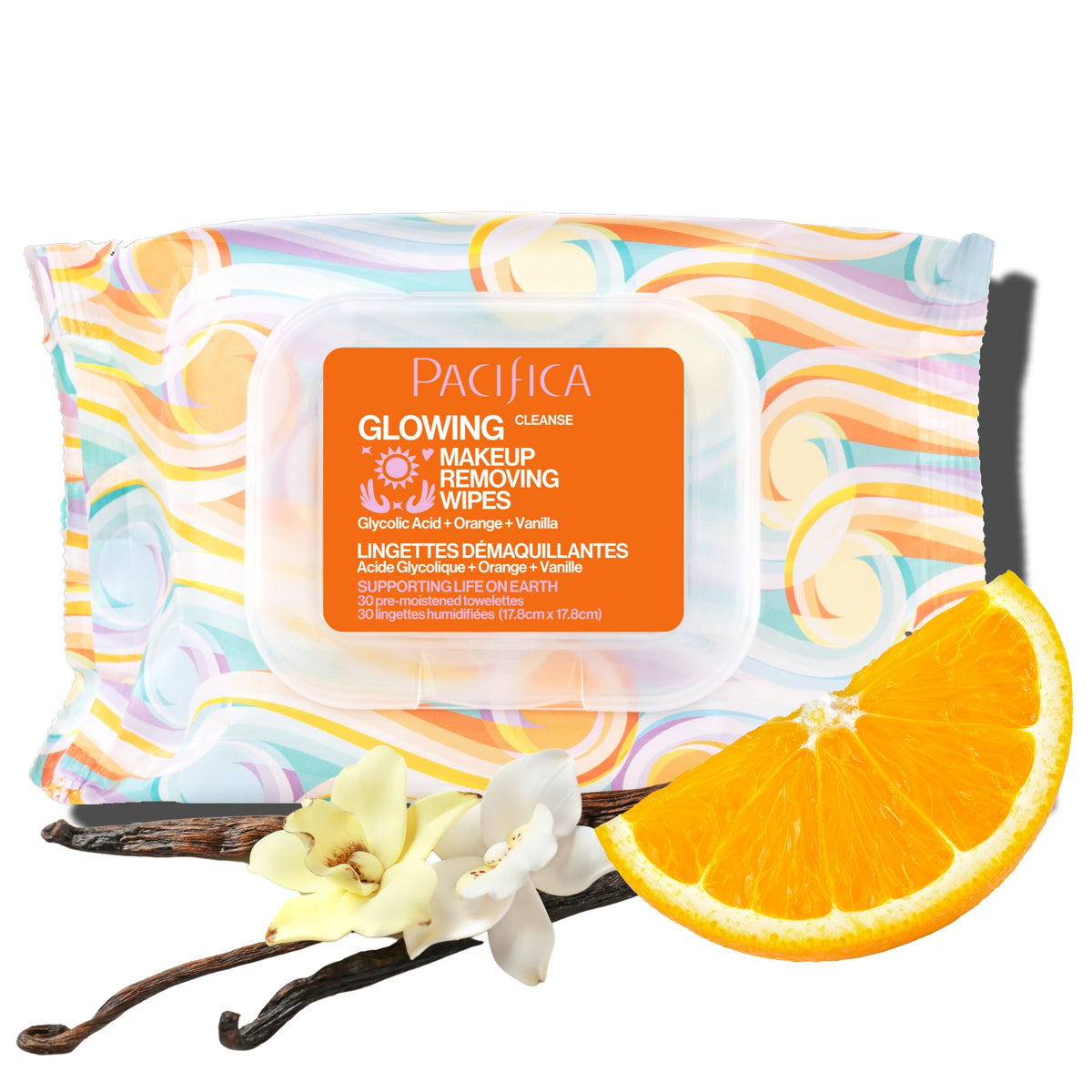 Glowing Glycolic Acid, Orange & Vanilla Makeup Removing Wipes - Skin Care - Pacifica Beauty