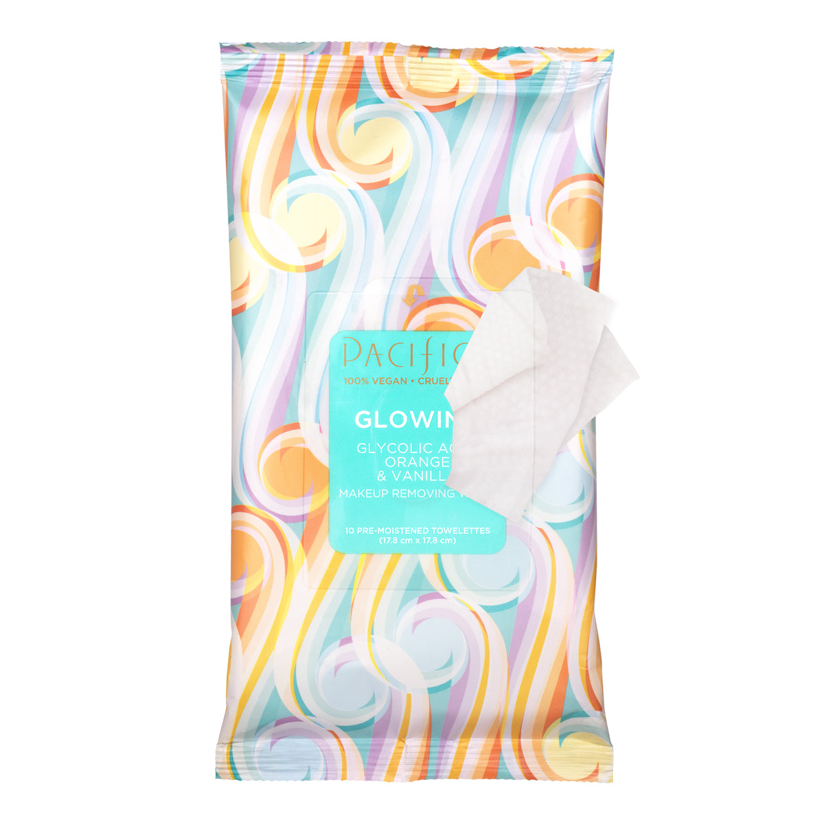 Glowing Glycolic Acid, Orange & Vanilla Makeup Removing Wipes (10ct) - Pacifica