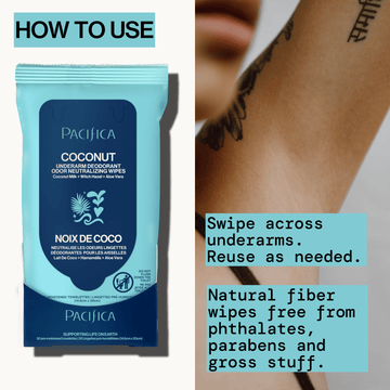Coconut Milk & Essential Oils Underarm Deodorant Wipes - Pacifica