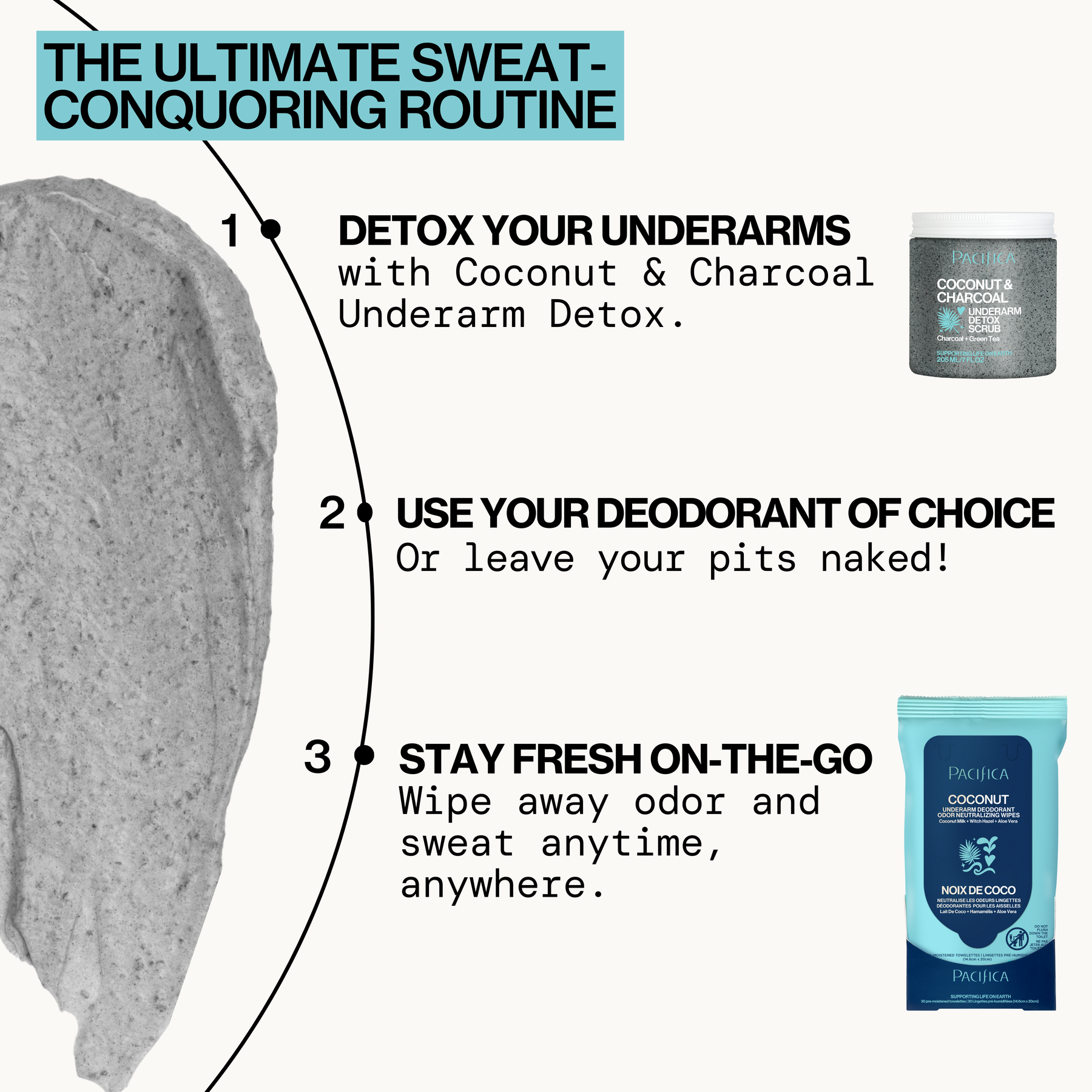 Coconut Milk & Essential Oils Underarm Deodorant Wipes - Bath & Body - Pacifica Beauty