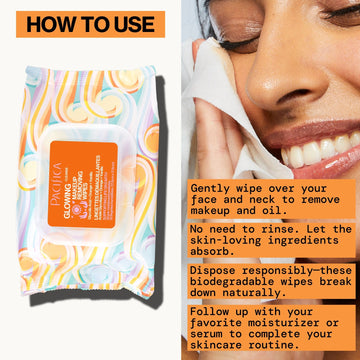 Glowing Glycolic Acid, Orange & Vanilla Makeup Removing Wipes - Pacifica