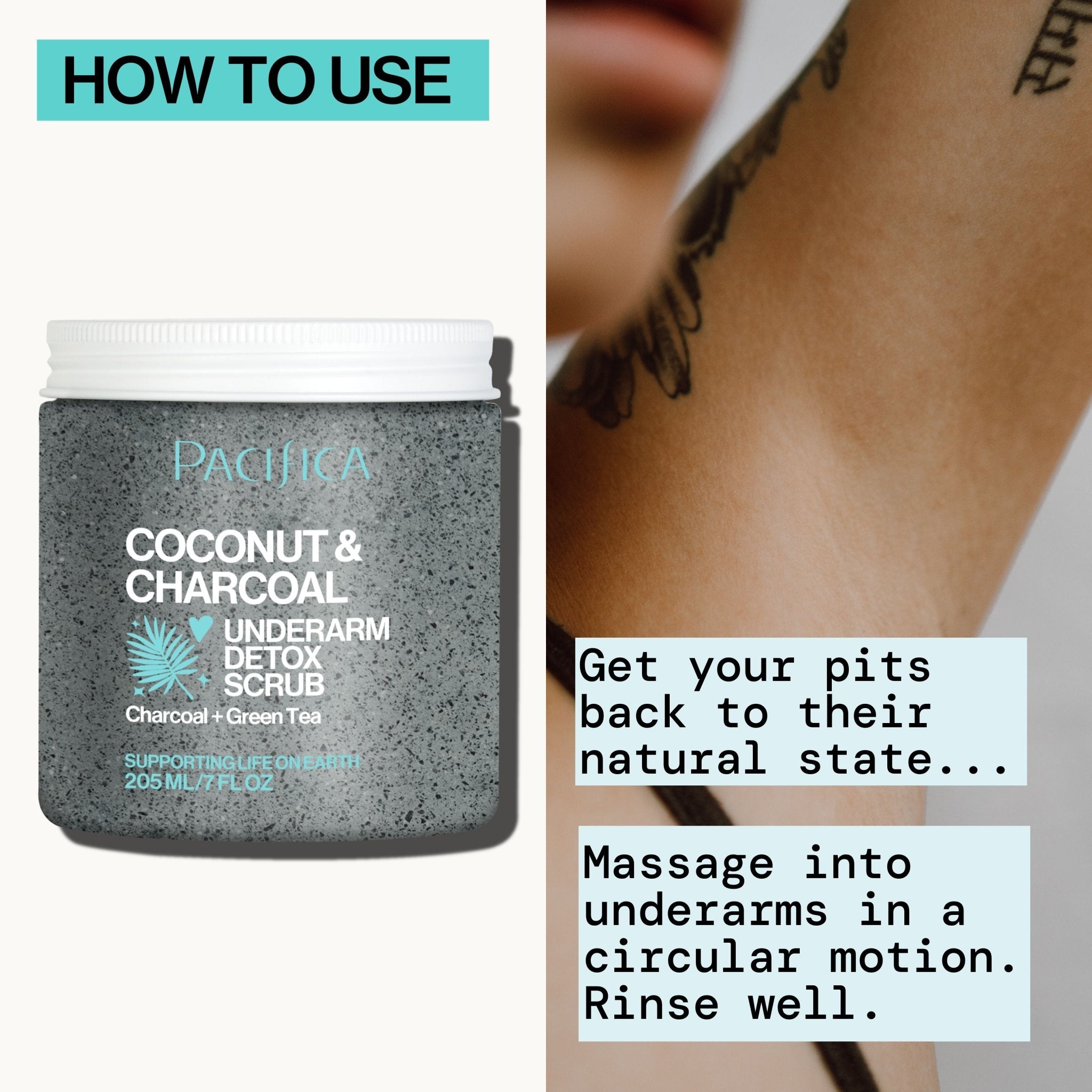 Coconut & Charcoal Underarm Detox Scrub | Pacifica