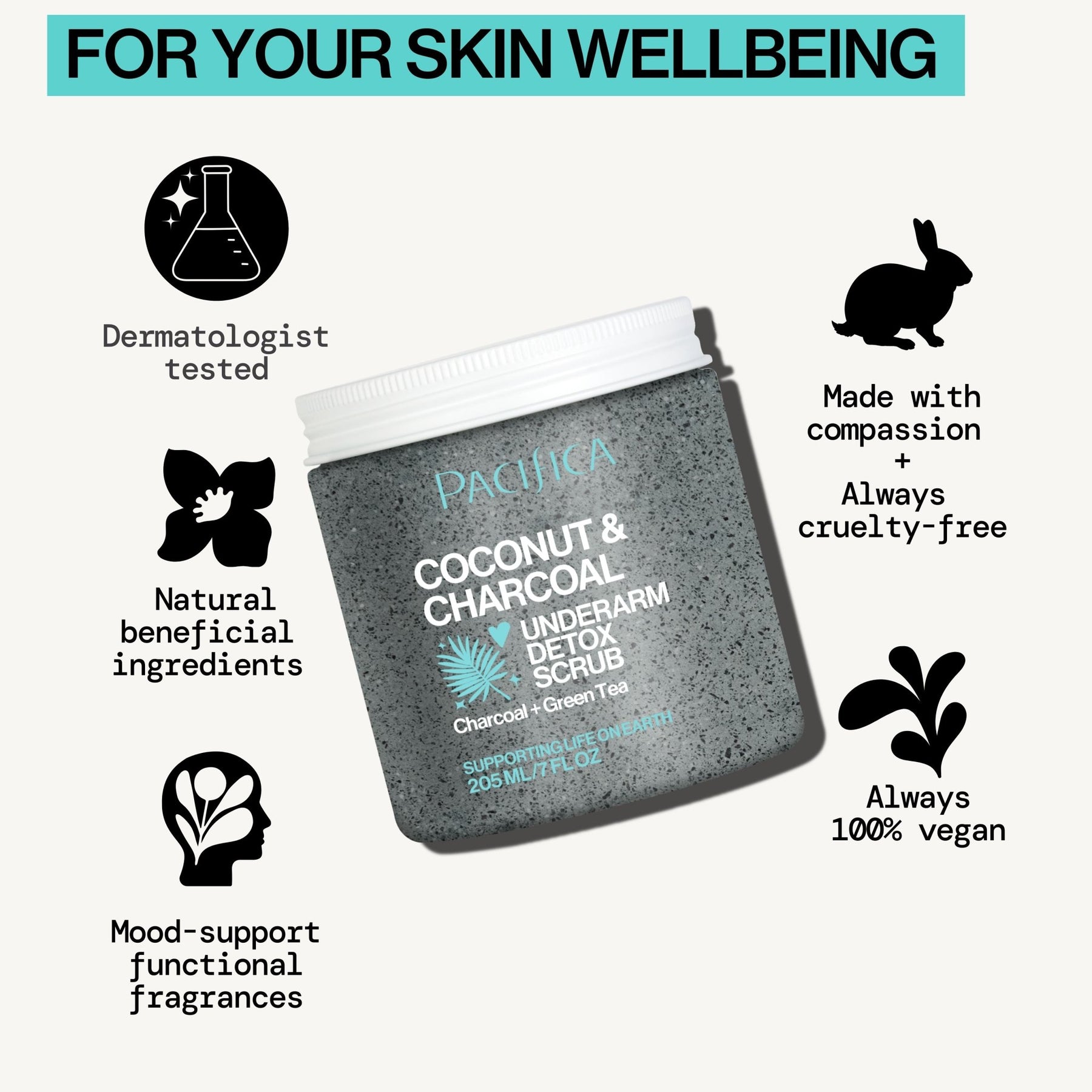 Coconut & Charcoal Underarm Detox Scrub - Pacifica