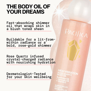 High Vibration Rose Quartz Body Oil - Pacifica