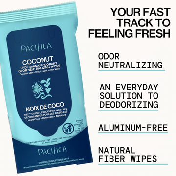 Coconut Milk & Essential Oils Underarm Deodorant Wipes - Pacifica