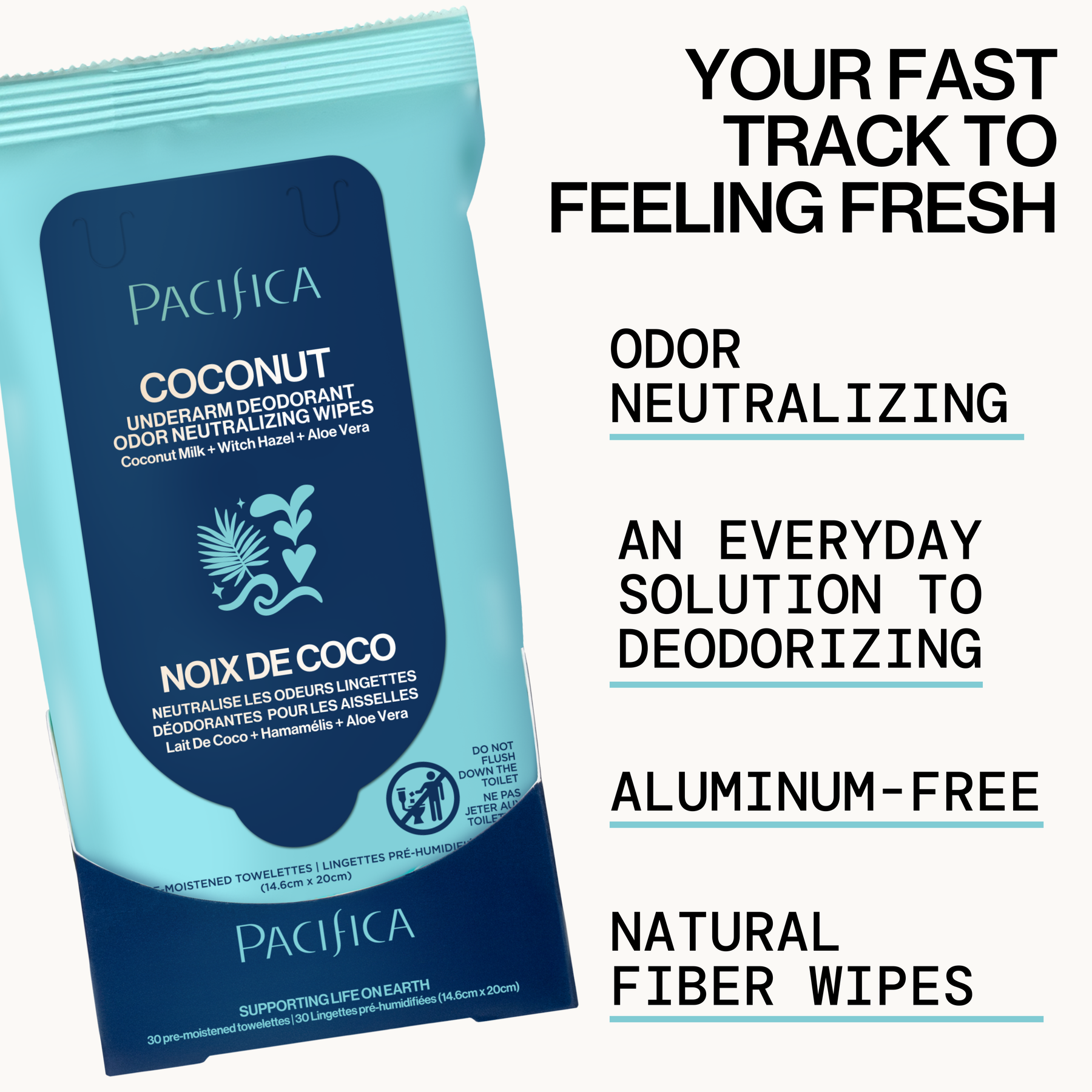 Coconut Milk & Essential Oils Underarm Deodorant Wipes - Bath & Body - Pacifica Beauty