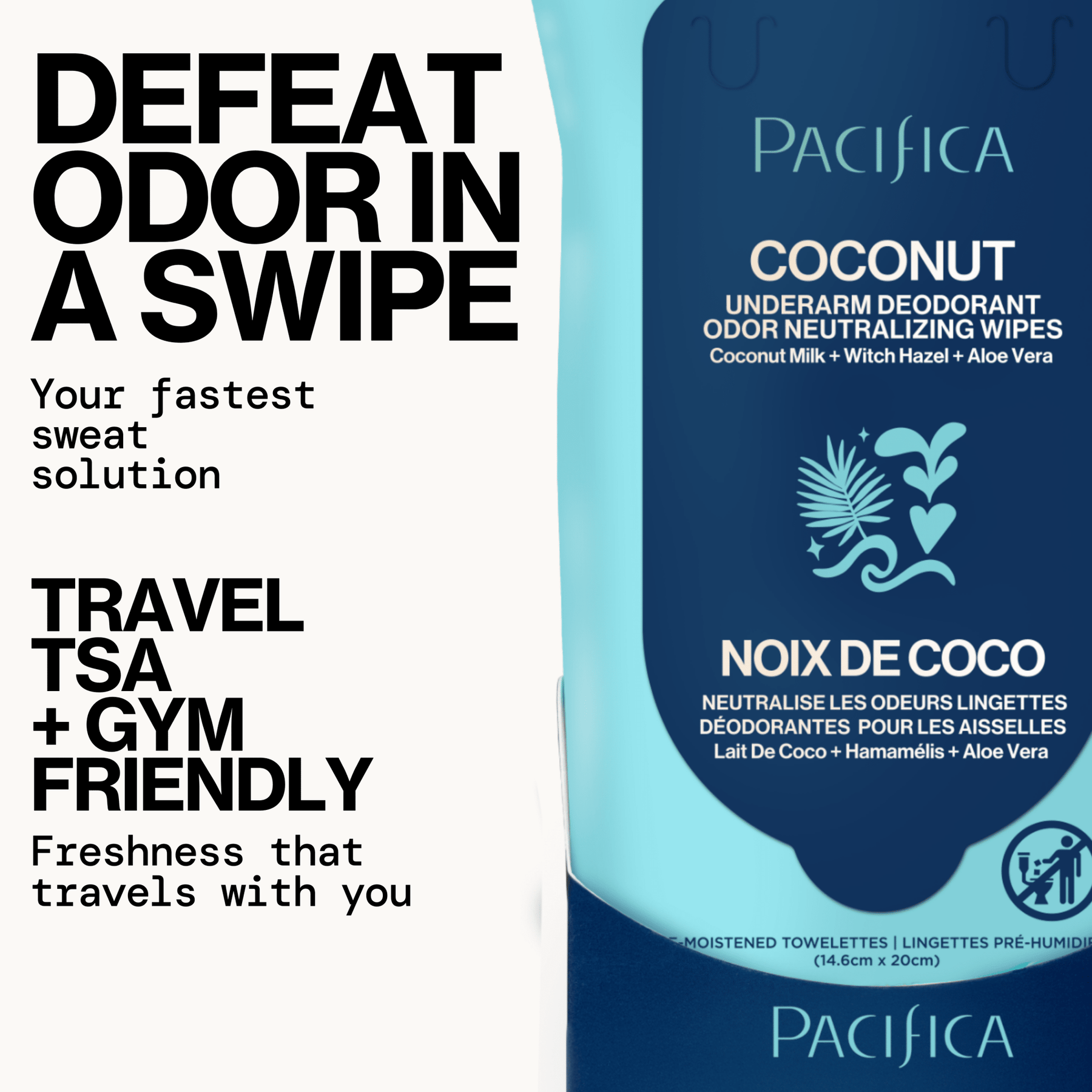 Coconut Milk & Essential Oils Underarm Deodorant Wipes - Pacifica