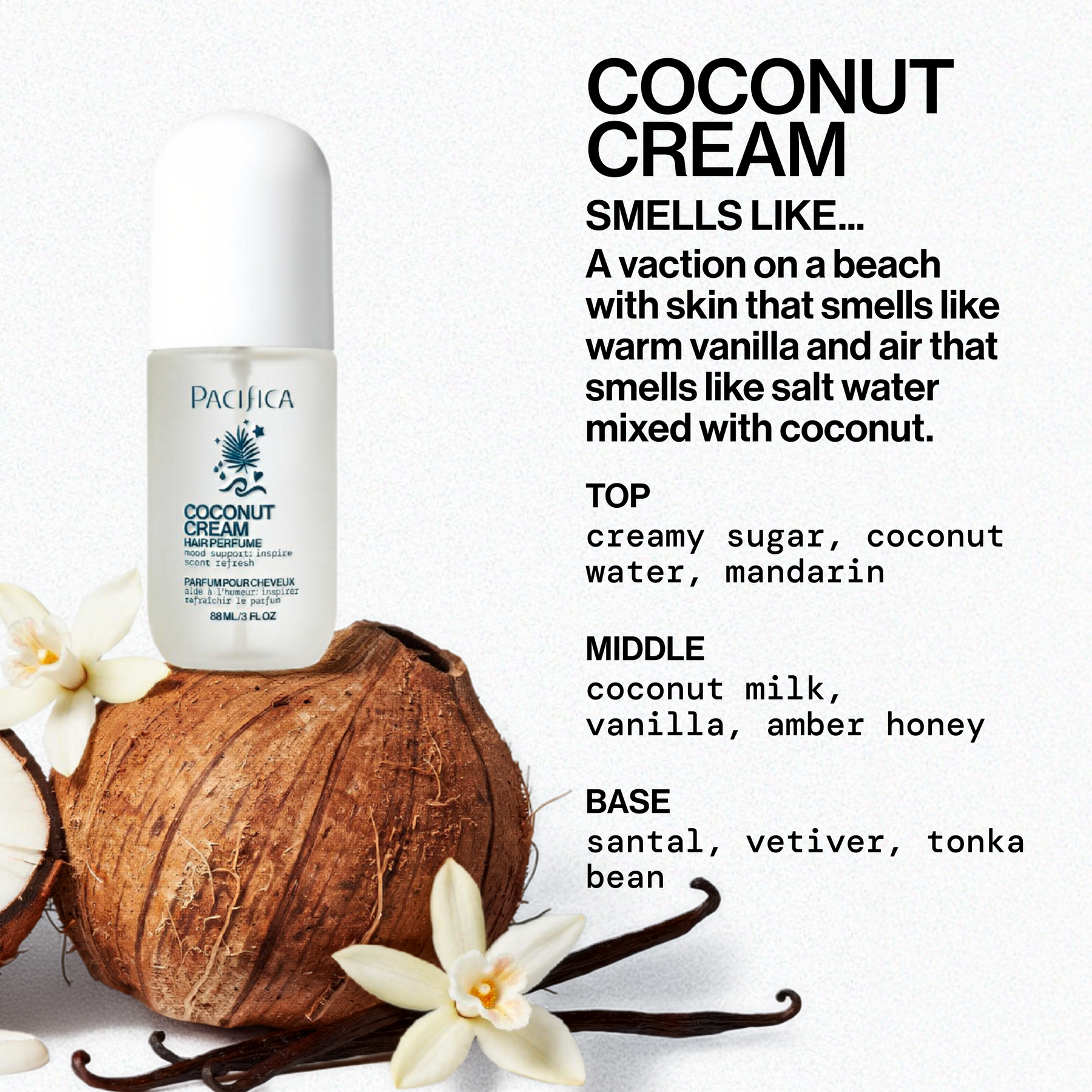 Coconut Vanilla Hair Perfume - - Pacifica Beauty
