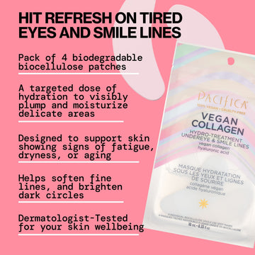 Vegan Collagen Hydro-Treatment Undereye & Smile Lines - 4pk - Skin Care - Pacifica Beauty