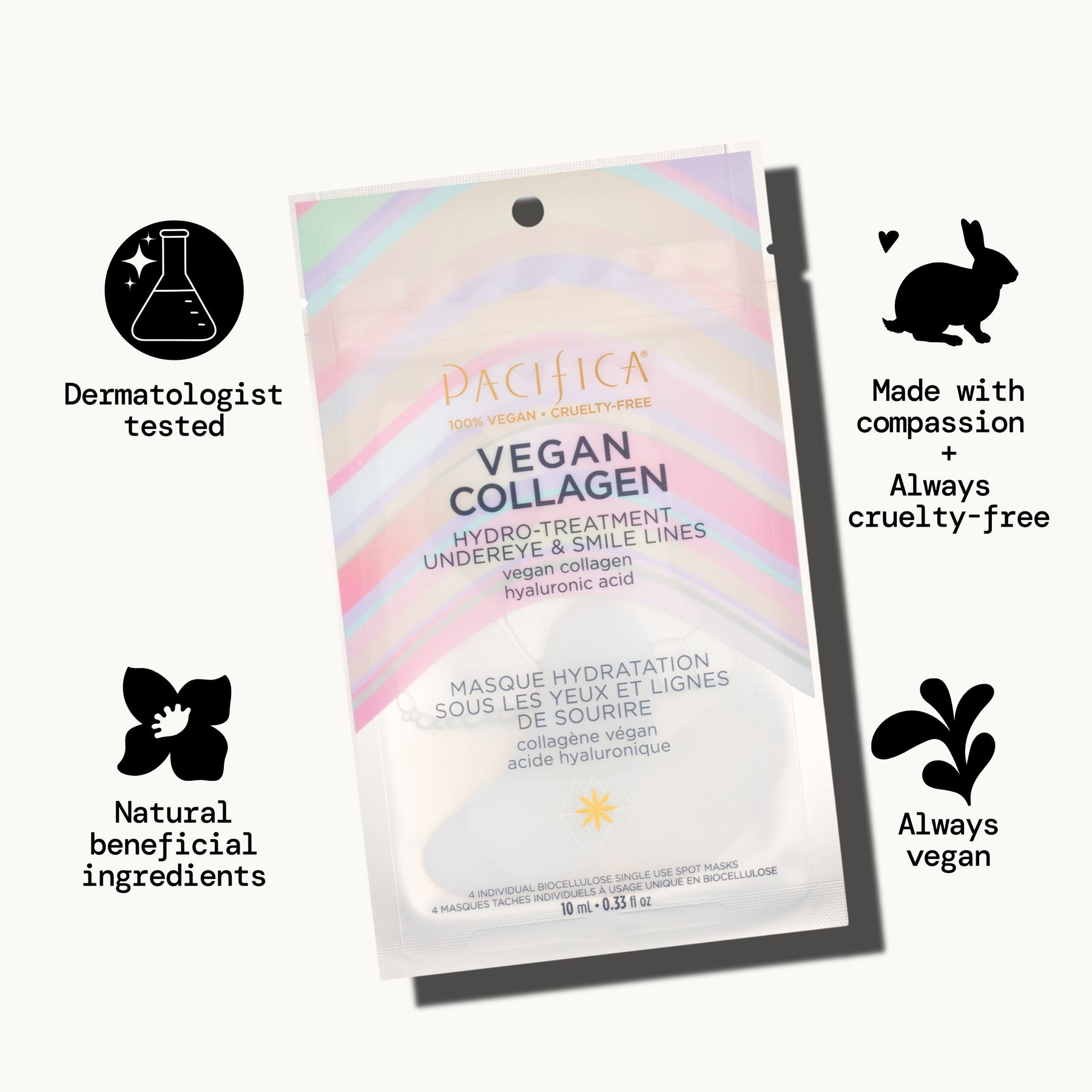 Vegan Collagen Hydro-Treatment Undereye & Smile Lines - 4pk - Skin Care - Pacifica Beauty