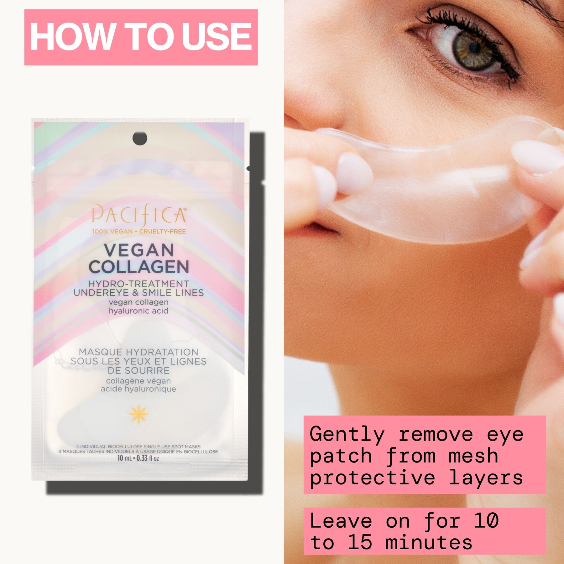 Vegan Collagen Hydro-Treatment Undereye & Smile Lines - 4pk - Skin Care - Pacifica Beauty