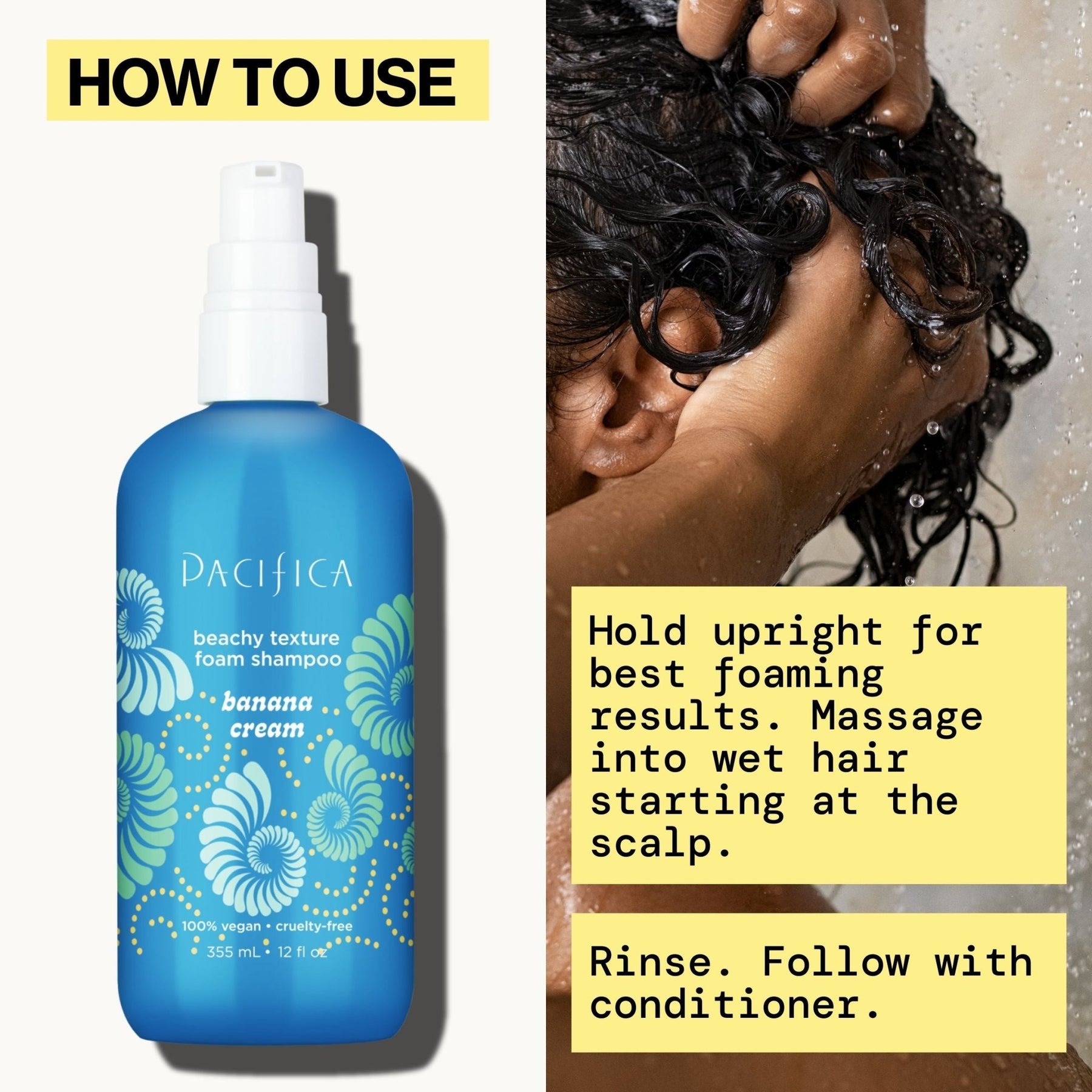 Banana Cream Beachy Texture Foam Shampoo - Pacifica
