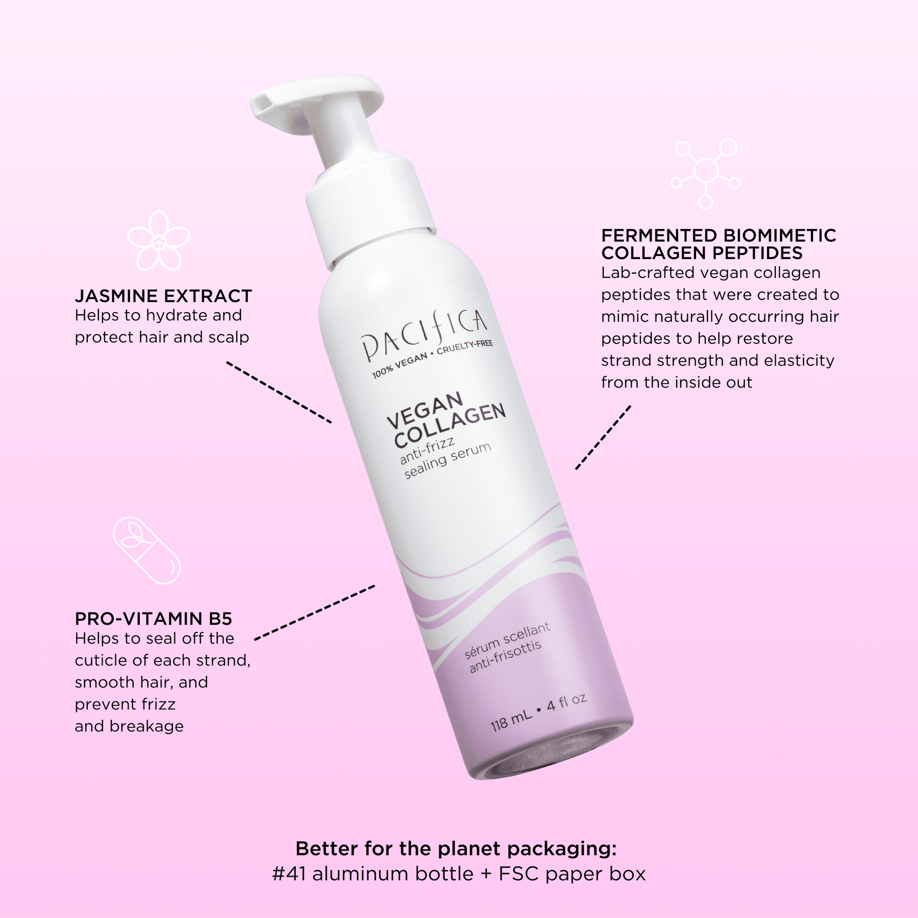 Vegan Collagen Anti - Frizz Sealing Serum - Pacifica