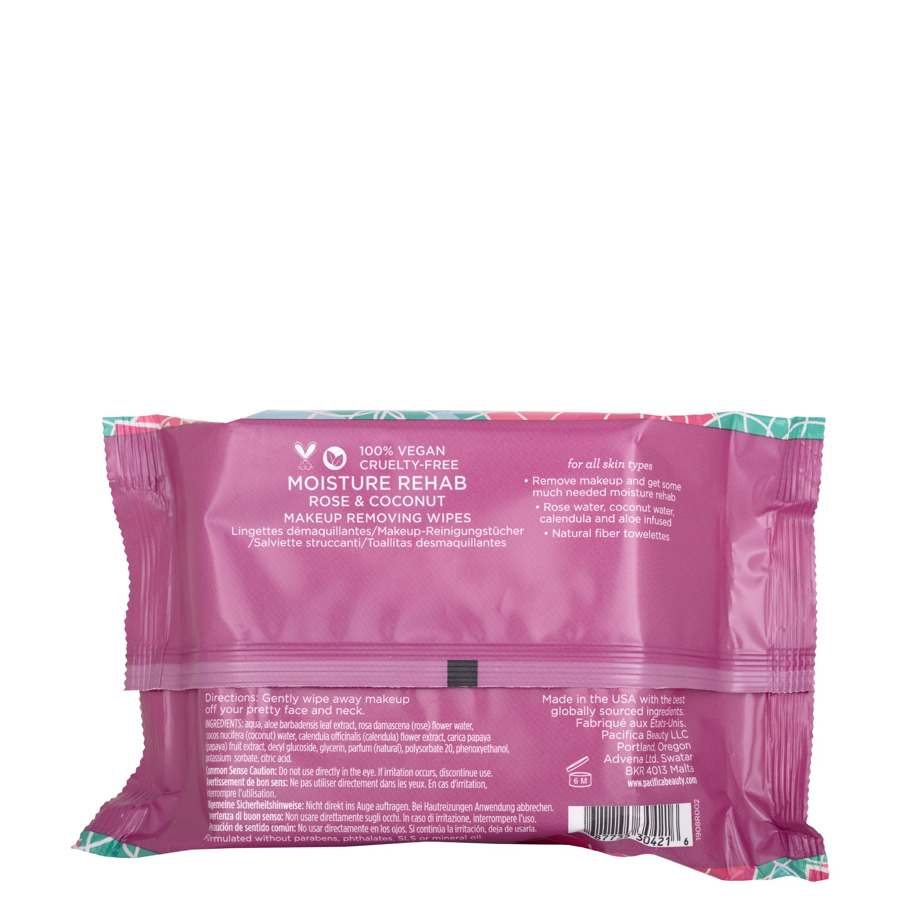 Moisture Rehab Rose & Coconut Makeup Removing Wipes - Skin Care - Pacifica Beauty