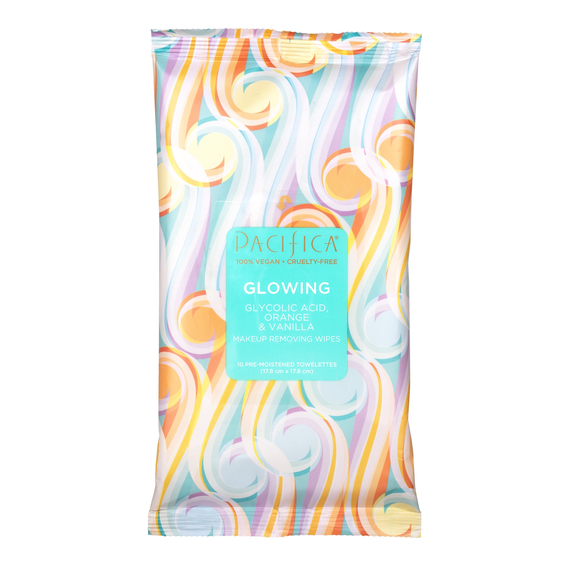 Glowing Glycolic Acid, Orange & Vanilla Makeup Removing Wipes (10ct) - Pacifica