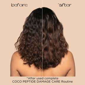 Before and after used complete Coco Peptide Damage Care Routine