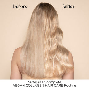 Before and after using complete Vegan Collagen Hair Care Routine