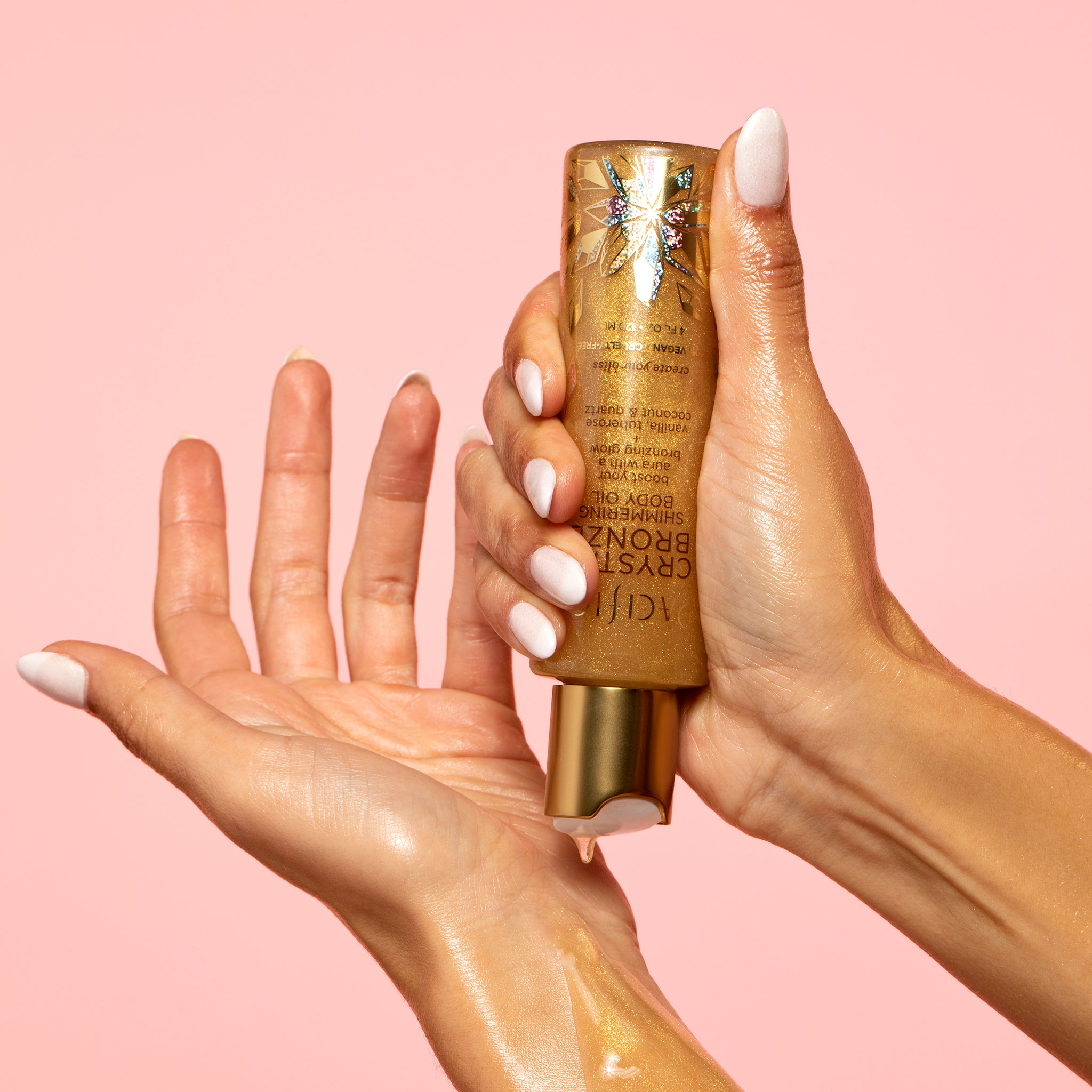 High Vibration Crystal Bronze Body Oil – Model